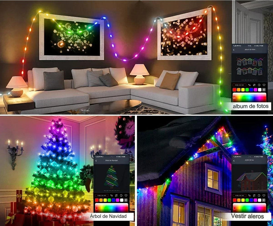 LUCES NAVIDEÑAS INTELIGENTES LED RGB 10METROS 🎁 (60% Descuento x Lanzamiento)